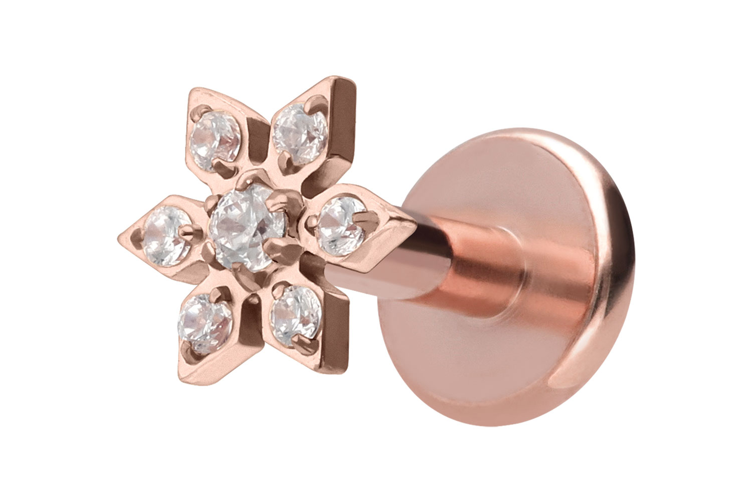 Titan Labret Piercing mit Innengewinde KRISTALLBLUME
